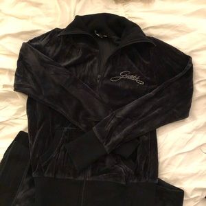 Black Guess Velor Set- jacket and pants